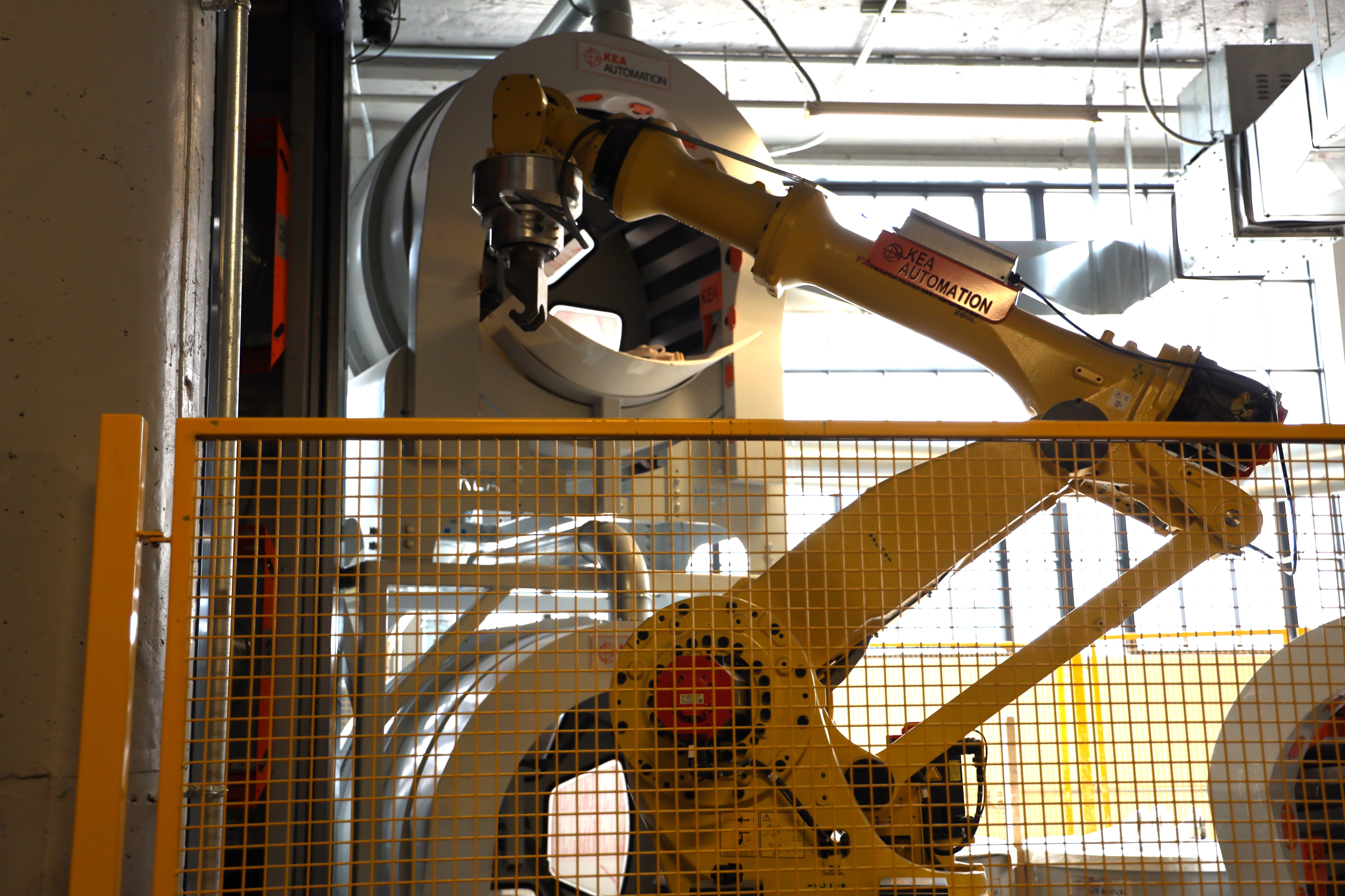 A robot at work at the Foundry 4.0 Center. 